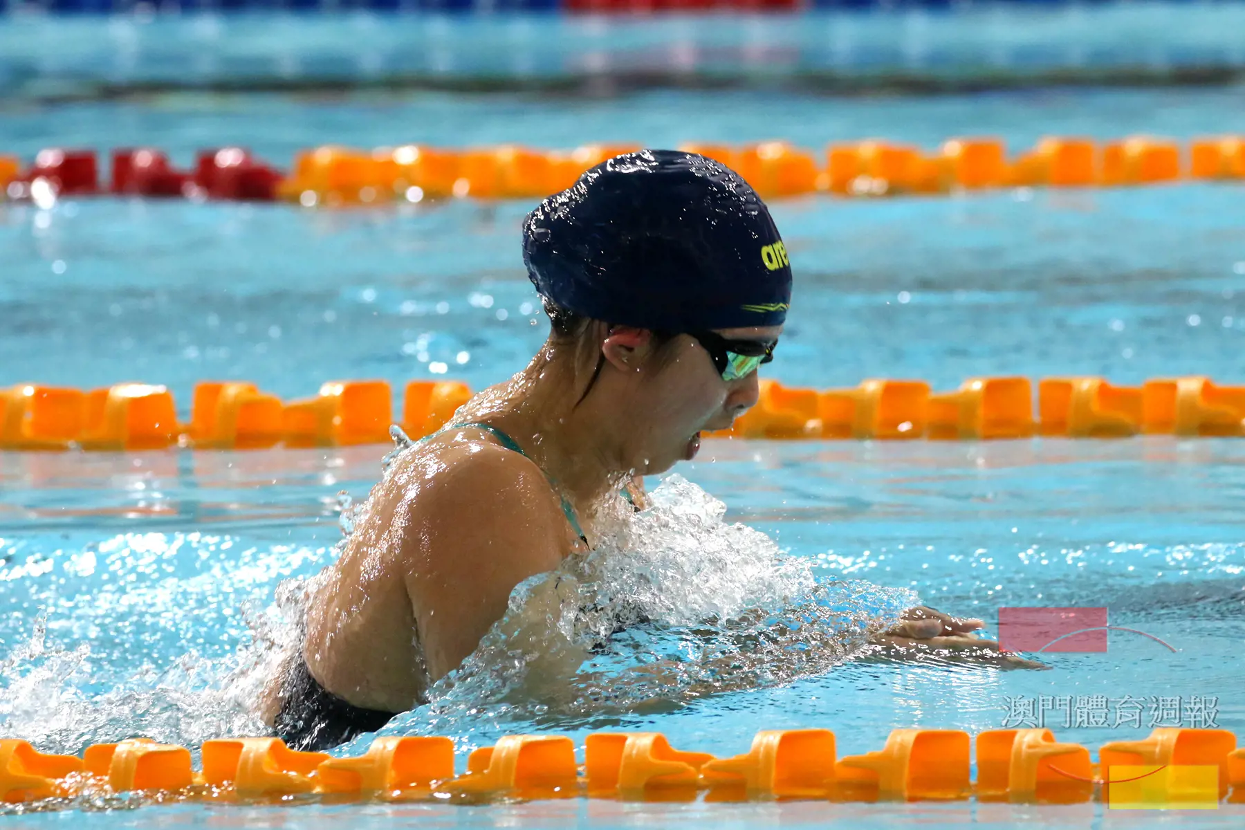 聖心英的陳珮琳在女子A組一百米蛙泳打破大會紀錄.JPG